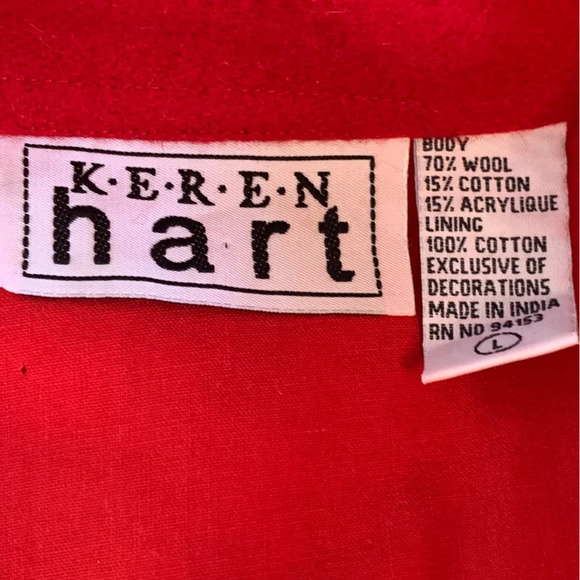 KEREN HART Heavyweight Wool Christmas Jacket Blazer Size L Sequin Embroidered - Picture 7 of 8